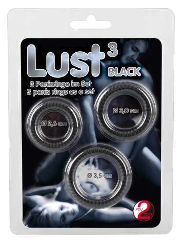 Lust 3 Black - Набор эрекционных колец, 3 шт (черный)