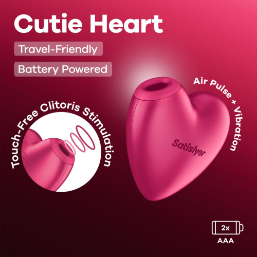 Вакуумный стимулятор-сердце с вибрацией Satisfyer Cutie Heart Battery Series