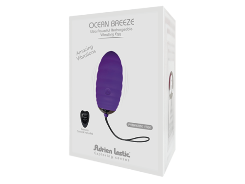Adrien Lastic Ocean Breeze Purple Виброяйцо с пультом ДУ, 10 режимов работы, 7.5х3.4 см (фиолетовое)