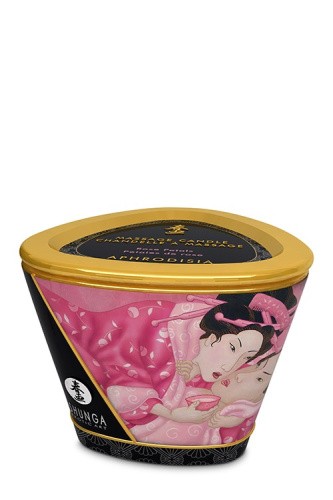 Shunga Candle Rose Petals - Массажная свеча с ароматом роз, 170 мл