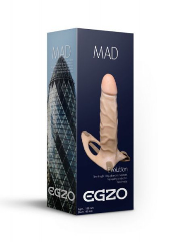 Egzo FH12 - Фаллопротез с ремешками, 18,5х4,5 см
