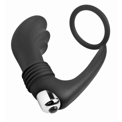 Prostatic Play Cock Ring Vibrating Prostate вибростимулятор простаты с эрекционным кольцом, 12.7 см (чёрный)