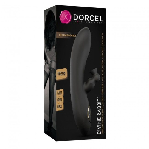 Dorcel Divine Rabbit - Вакуумный вибратор кролик, 20.5х3.5 см (чёрный)