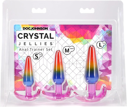 Набір анальних пробок Doc Johnson Crystal Jellies - Anal Trainer Set - Rainbow - купити в Україні | Секс шоп SEX-SHOP.ua