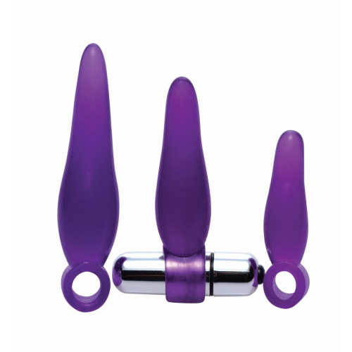 FR Vibrating Finger Rimmer Set - Набір анальних пробок з віброкулею, 3 шт (фіолетовий) - купити в Києві, Україні
