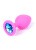 Boss Silikon Plug Jewellery Pink Medium - Анальная пробка с кристаллом, 8х3.5 см (розовый с голубым)