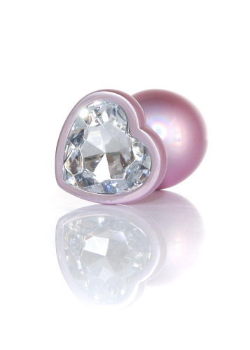 Анальная пробка с камнем B-Series Jewellery Pearl Pink Heart Plug, L