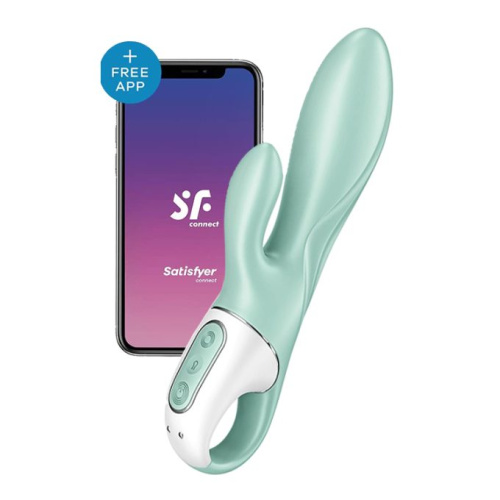 Satisfyer Air Pump Bunny 5+ - Вибратор-кролик с расширением, 20.4х3.6 см (мятный)