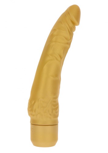 Get Real Gold Dicker Slim Vibrator - Вибратор на батарейках, 16х4.7 см (золотистый)