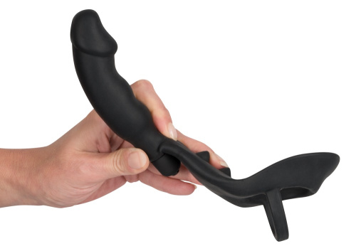 Эрекционное кольцо с анальной пробкой Black Velvets Ring & Vibro Plug
