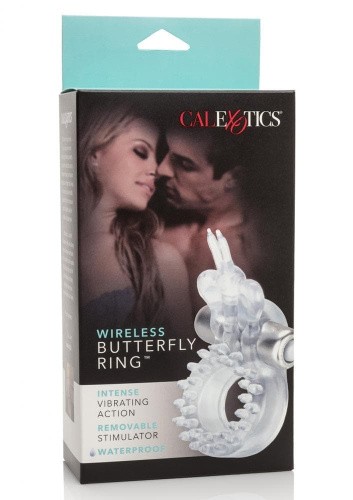 CalExotics Butterfly Beauty Orgasm Ring - віброкільце з метеликом, 8х3.2 см (прозорий) - купити в Києві, Україні