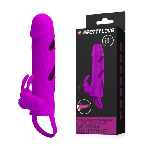 Pretty Love 5,5 "Vibrating Penis Sleeve Purple - Насадка на пенис, 14 см (фиолетовый)