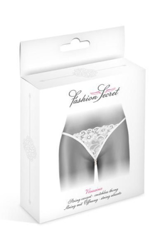 Fashion Secret Venusina White - Трусики-стринги с жемчужной ниткой, S-L (белые)