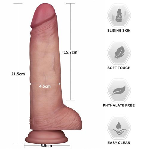 Реалистичный фаллоимитатор LoveToy Sliding Skin Pro II Dual Layer Silicone Dong, 21,5 см