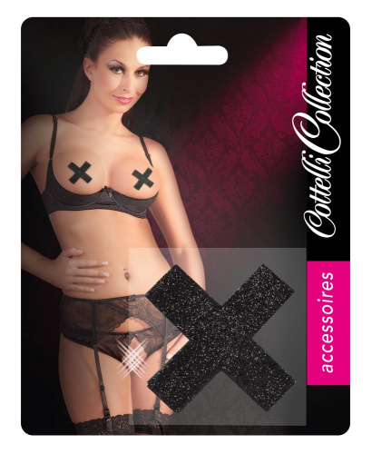 Cottelli Collection Nipple Sticker X - наклейки на соски, (чорний) - купити в Києві, Україні