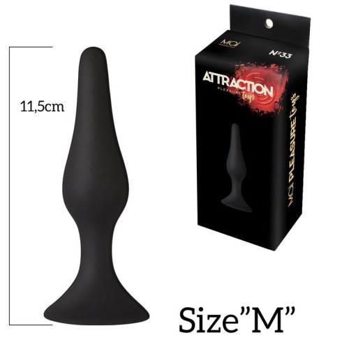 MAI Attraction Toys №33 анальная пробка на присоске, 11,5х3 см  (чёрная)