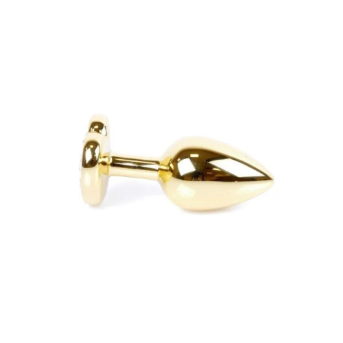 Boss Jewellery Gold Heart Plug Light Blue - Анальная пробка с кристаллом, 7х2,7 см (голубой)