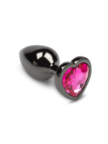 Пикантные Штучки - Маленькая графитовая анальная пробка с кристаллом в виде сердечка, 6Х2,5 см (красный)