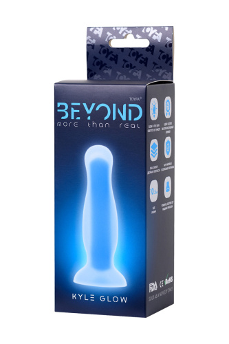 Beyond By Toyfa Kyle Glow - Анальная пробка светящаяся в темноте, 10х3 см (голубой)