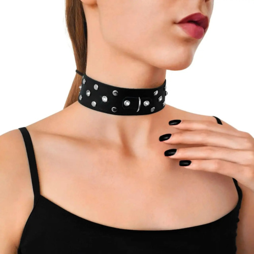 Art of Sex - Jenna Collar - Ошейник из натуральной кожи с заклепками и стразами