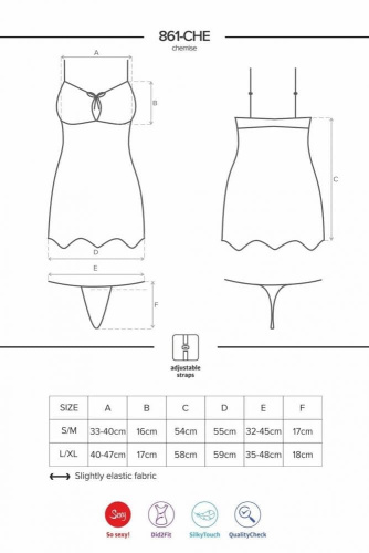 Комплект Obsessive 861-CHE-5 chemise (L/XL)