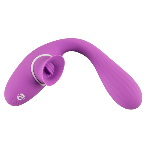 You2Toys 2 Function Bendable Vibe вибратор с вагинально-клиторальной стимуляцией и шаловливым язычком, 22.3х3.4 см