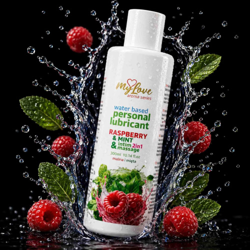2в1 лубрикант и массажный гель - MyLove Aroma Series Intim&Massage Raspberry & Mint, 300 мл