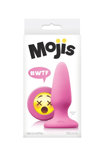 NS Novelties Mojis Plug #WTF Medium - средняя анальная пробка с эмоджи, 10,5х3,7 см (розовый)