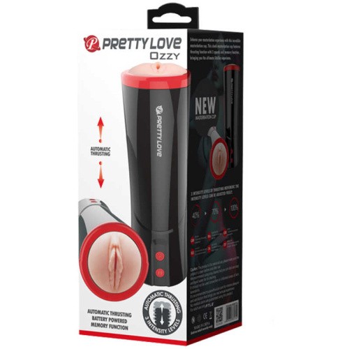 Pretty Love Ozzy Vagina Masturbator Flesh Tube - Мастурбатор с имитацией фрикций и звуковым сопровождением, 24.6х9 см