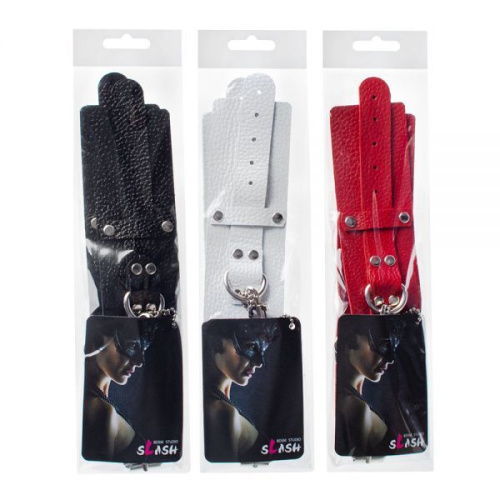 sLash Leather Dominant Hand Cuffs - кожаные наручники, 19.5 см (чёрный)