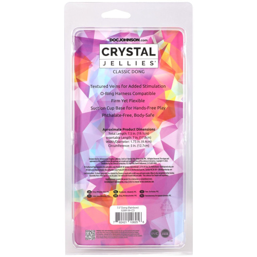 Дилдо Doc Johnson Crystal Jellies 7.5 Inch Rainbow, 19,1 см