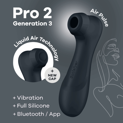 Satisfyer - Pro 2 Generation 3 Connect App - Вакуумний смарт стимулятор для клитора с вибрацией и Liquid Air (чёрный)