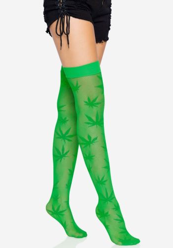 Чулки с рисунком Leg Avenue 420 Net thigh highs, One Size