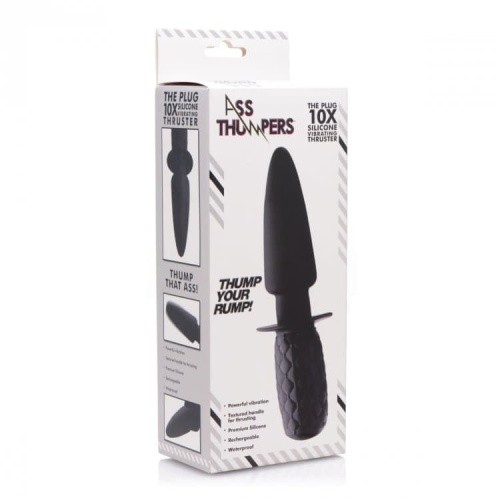 The Plug 10x Silicone Vibrating Thruster - анальный вибратор с рукояткой, 18 см (черный)