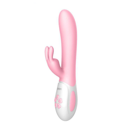 Leten Abby Pink - вибратор-кролик с массирующим стволом и подогревом, 15х3.5 см (розовый)