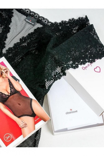 Эротическое боди с кружевом Obsessive 821-TED-1, S/M (S/M)