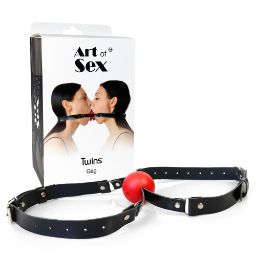 Подвійний кляп Art of Sex - Twins, натуральна шкіра - купити в Україні | Секс шоп SEX-SHOP.ua