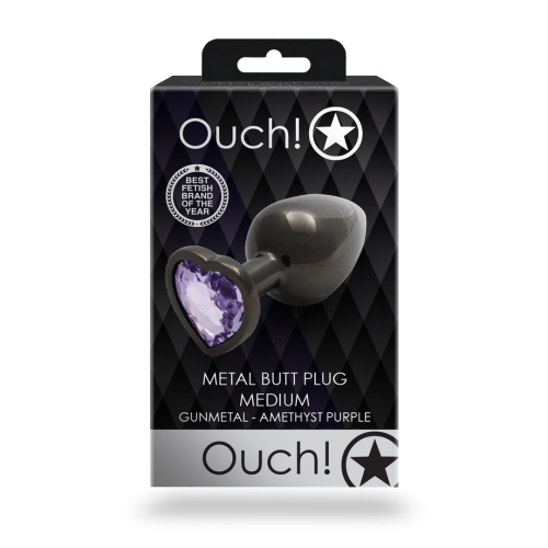 Металлическая анальная пробка с кристаллом Ouch! Heart Gem - размер M
