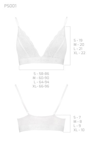 Passion PS001 TOP - Эластичный топ с кружевом, XL (белый)