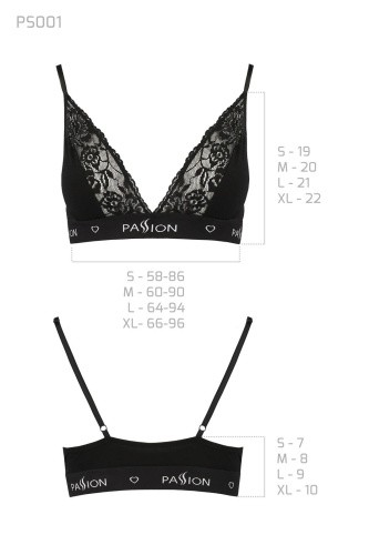 Passion PS001 TOP - Эластичный топ с кружевом, L (черный)