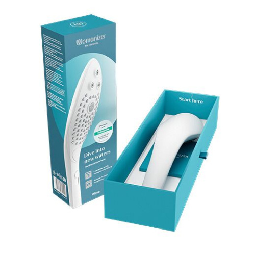 Womanizer Wave White - Насадка-стимулятор для душу 2в1, масажер для інтимних зон, (білий) - купити в Києві, Україні