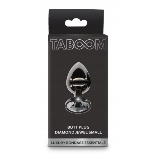 Taboom - S Butt Plug With Diamond Jewel - Анальна пробка, 7.2х2.7 см (чорний) - купити в Києві, Україні