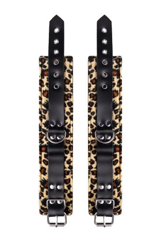 Anonymo Handcuffs PU leather - фиксаторы для ног, (леопардовый)