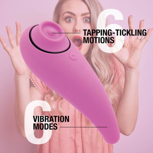 FeelzToys - FemmeGasm Tapping & Tickling Vibrator - Пульсатор для клитора плюс вибратор, 14х5 см., (розовый)