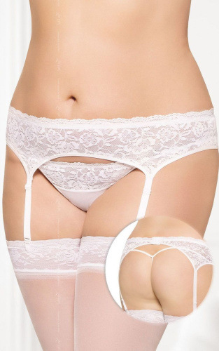 SoftLine Garterbelt 3305 - Пояс для чулок со стрингами, SM (белый)