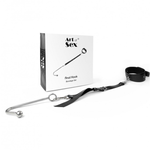 Art of Sex - Anal hook - Анальний гачок з нашийником з натуральної шкіри - купити в Києві, Україні